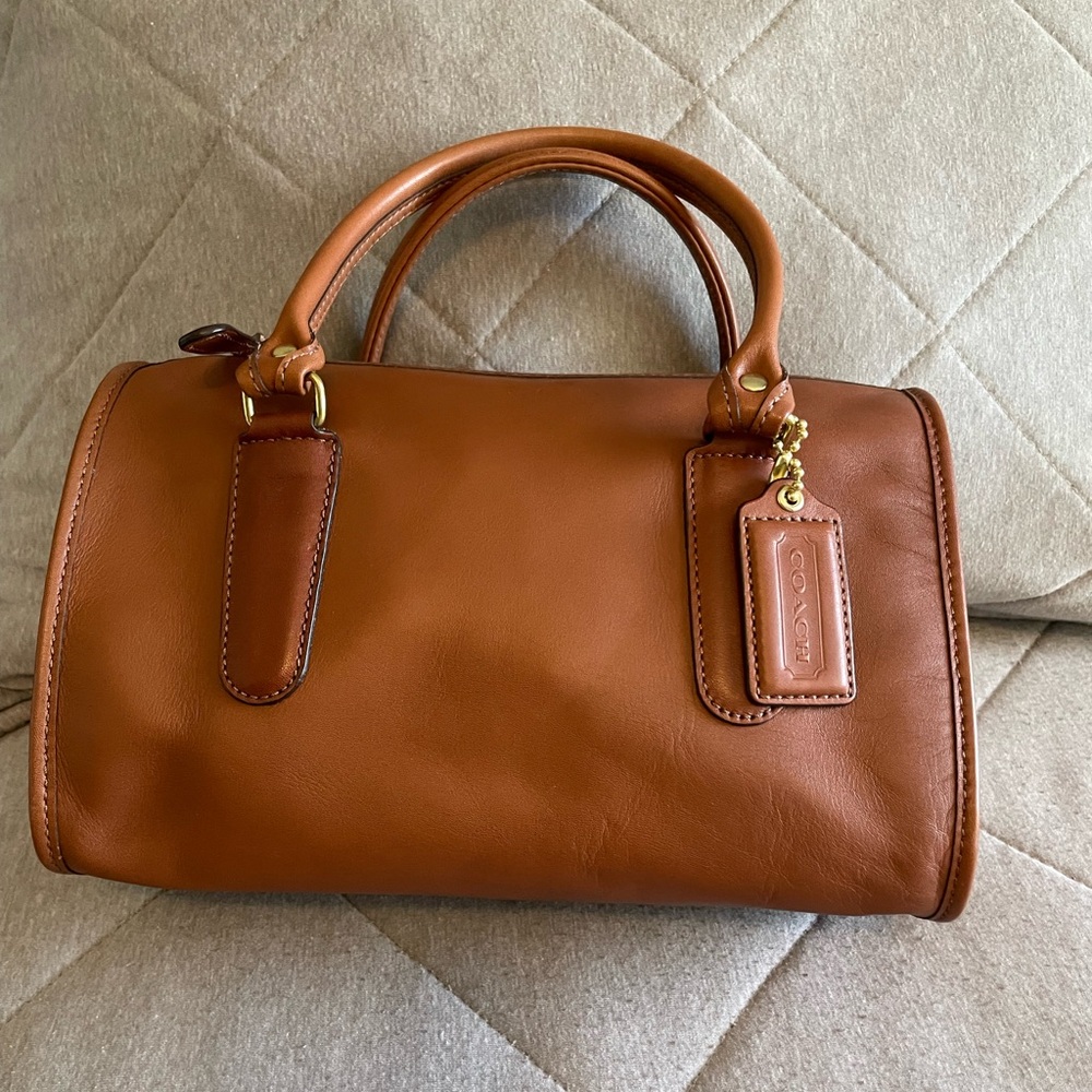 Coach Tan Satchel with Smooth Leather and Classic Silhouette